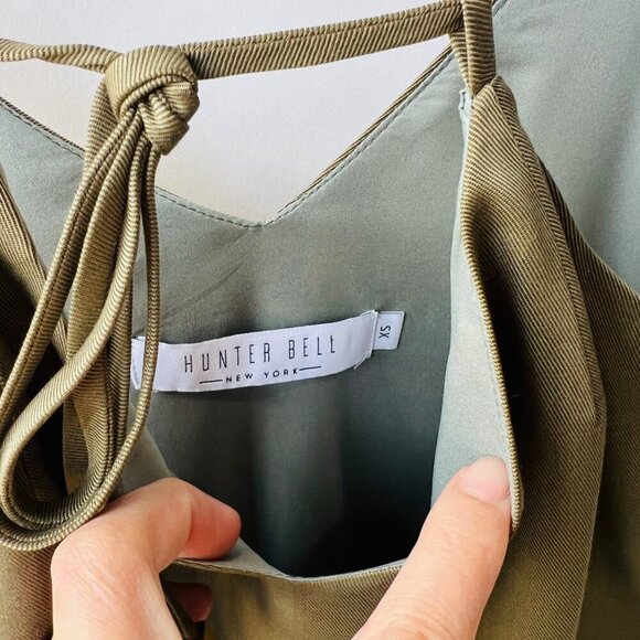 Hunter Bell tencel drop waist layered dress, green olive, Size XS - Picture 7 of 8